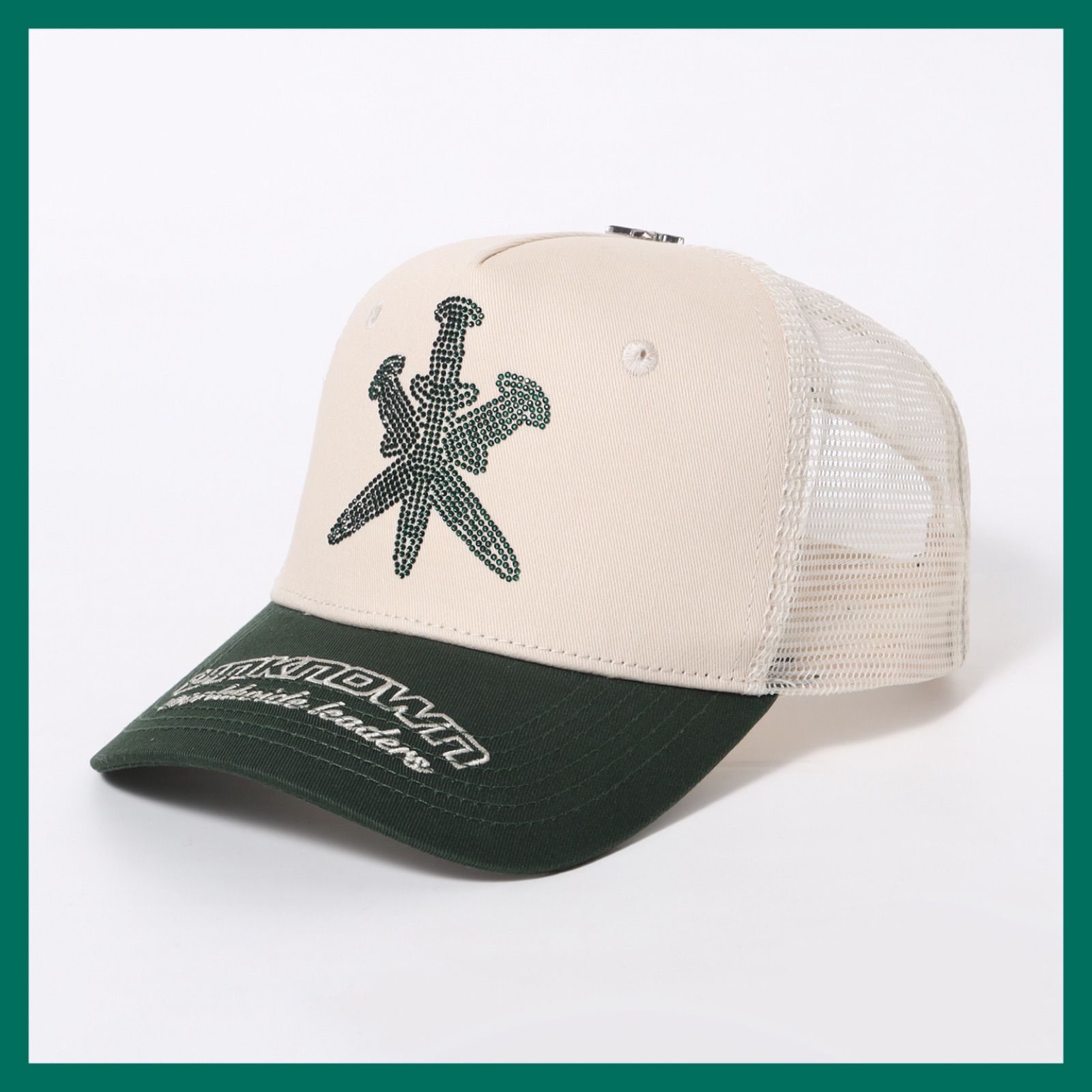 UNKNOWN ☆ Cream & Green Rhinestone Cap - メルカリ