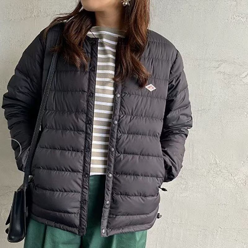 DANTON ダントン インナーダウン ジャケット アウター メンズ レディース ダウンジャケット 男女兼用 ホワイト クルーネック 軽い 収納袋付き