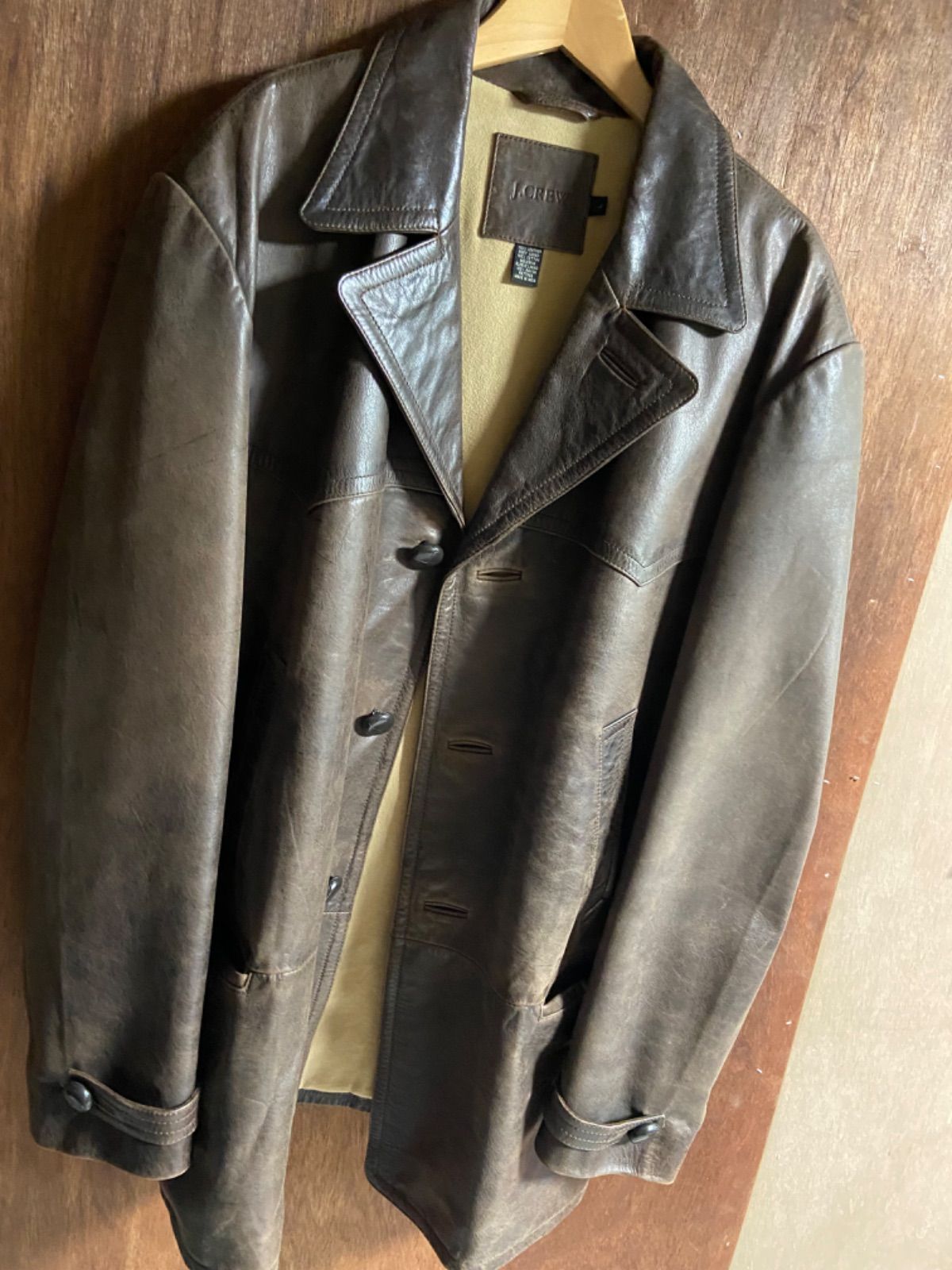 J.CREW ジェイクルー ヴィンテージ レザーカーコート - メルカリ