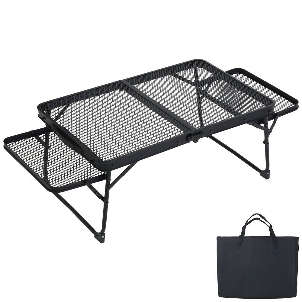 アウトドアテーブル 折りたたみ 耐荷重30kg 二つ折り メッシュテーブル