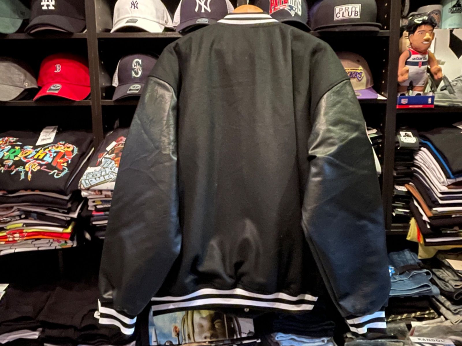 FANATICS MLB NEW YORK YANKEES STADIUM JACKET(BLACK) ニューヨーク ヤンキース バーシティジャケット  スタジャン メルトン レザー ブラック XLサイズ - メルカリ