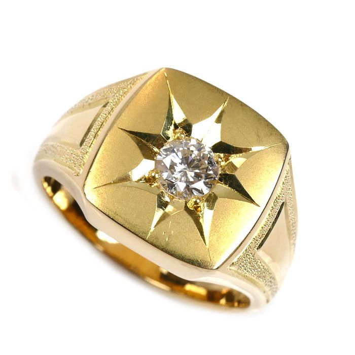 K18YG イエローゴールド リング 指輪 ダイヤモンド0.40ct 21号 20.2g メンズ