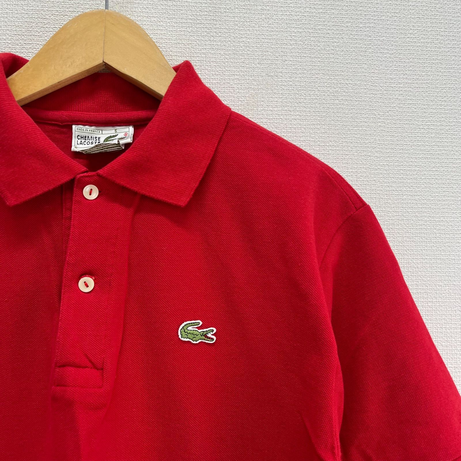 80s フランス製 ラコステ 長袖 鹿の子 ポロシャツ サイズ5 80s LACOSTEラコステ ワンポイント コットン 鹿の子 長袖