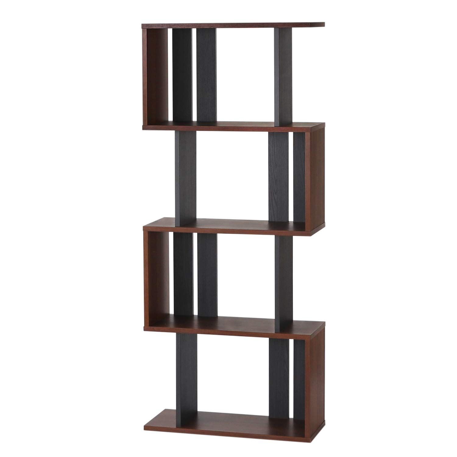 COB-1460DK 奥行23.4cm 高さ142.4 幅59.6 コビナス ダークブラウン 背面化粧済 本棚 パーテーション 横置きできるおしゃれなジグザグラック 白井産業