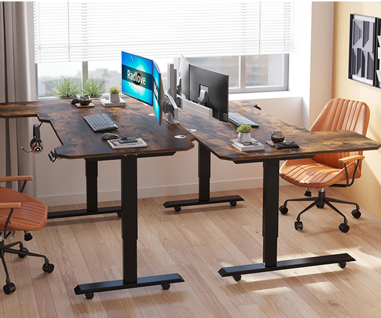 高さ調節 pcデスク つくえ PCデスク メモリー機能付き 電動昇降式スタンディングデスク 机 高さ ゲーミングデスク パソコンデスク パソコンデスク 71~117CM 電動式 幅150CM×奥行101CM デスク Brown 電動昇降式 Radlove WWW_KANDAIZUMI_COM
