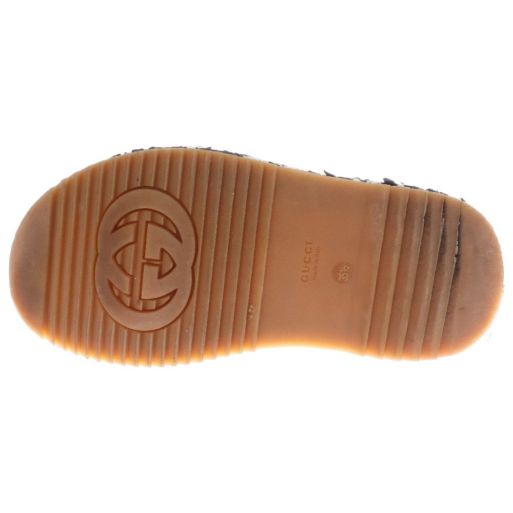 GUCCI (グッチ) 19SS GGツイード プラットフォーム サンダル ブラック  