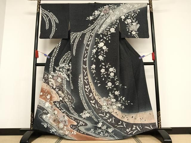 平和屋着物○訪問着 友禅 辻が花 花文箱文 暈し染め たたき