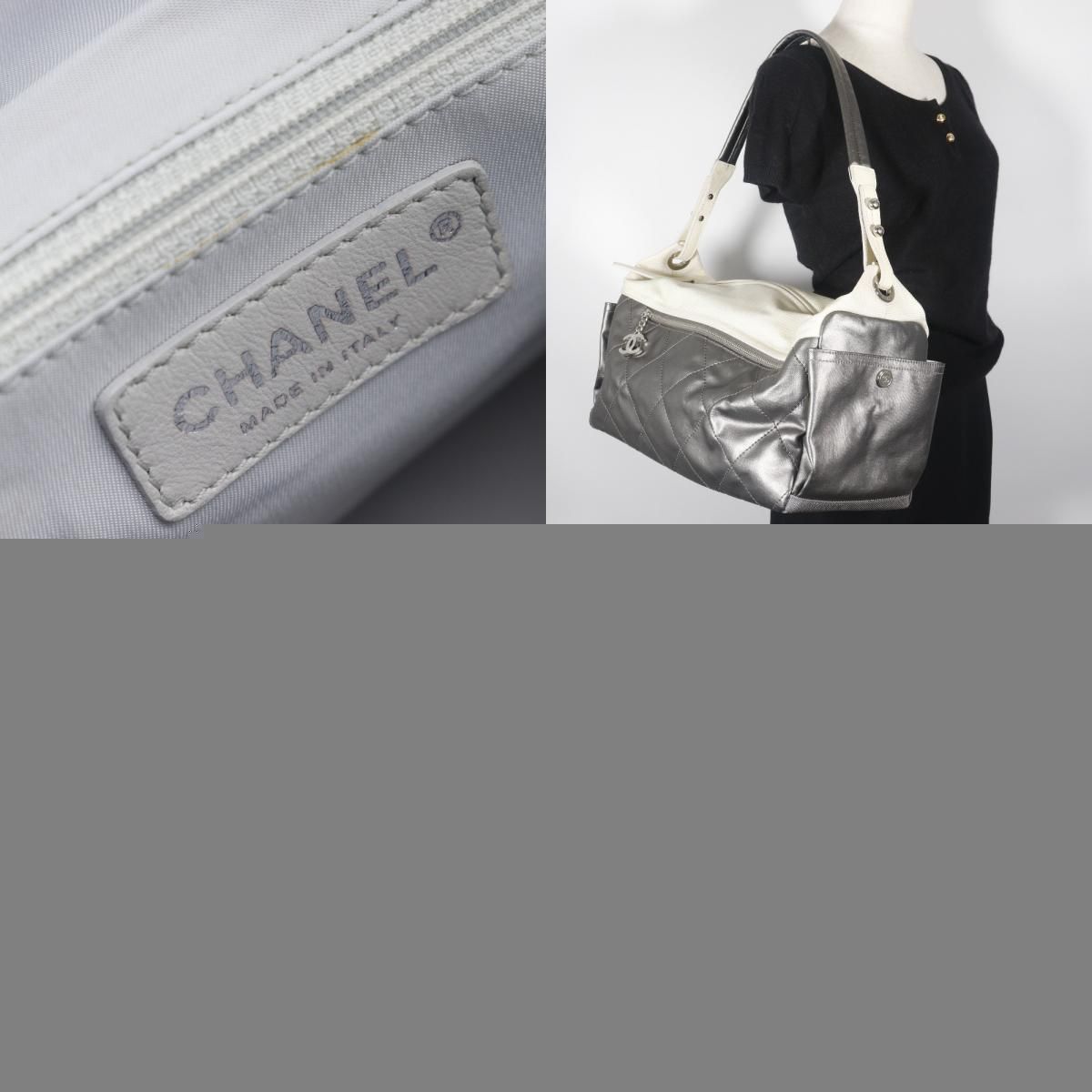 【CHANEL】シャネル パリビアリッツ ワンショルダー マトラッセ A34206 コーティングキャンバス シルバー レディース ショルダーバッグ CHANEL】シャネル パリビアリッツ ワンショルダー マトラッセ A34206