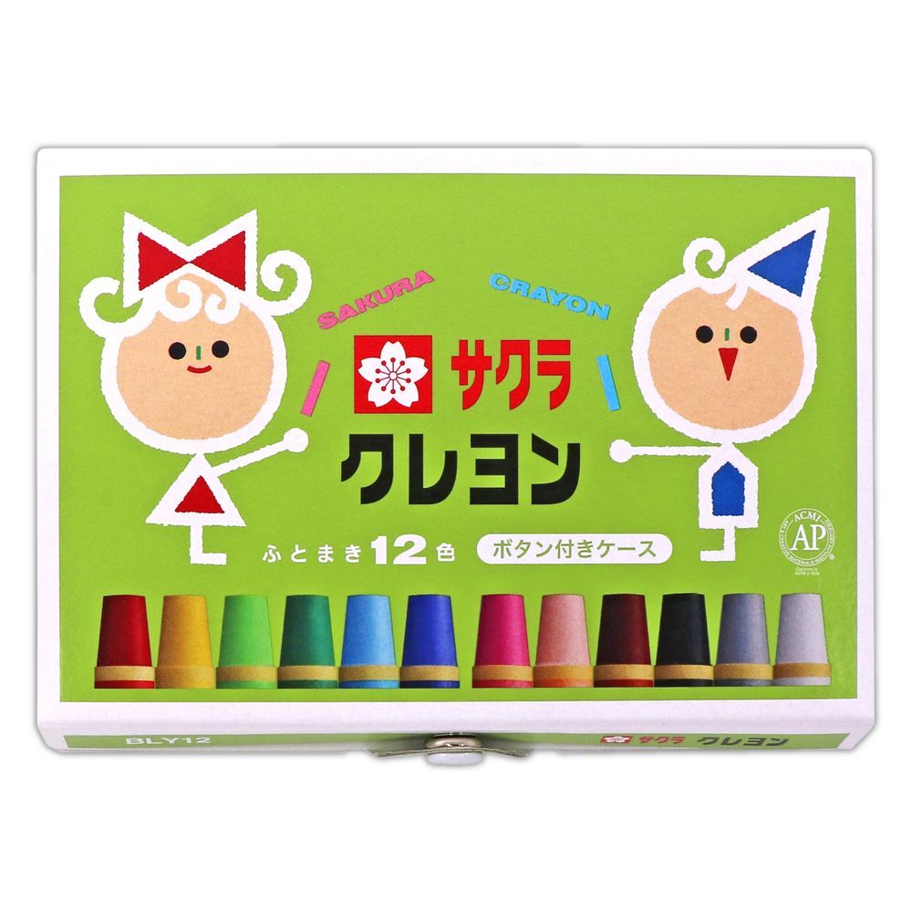 まとめ買い サクラクレパス クレヨン 太巻 12色セット ボタン付ケース BLY12 ×10セット