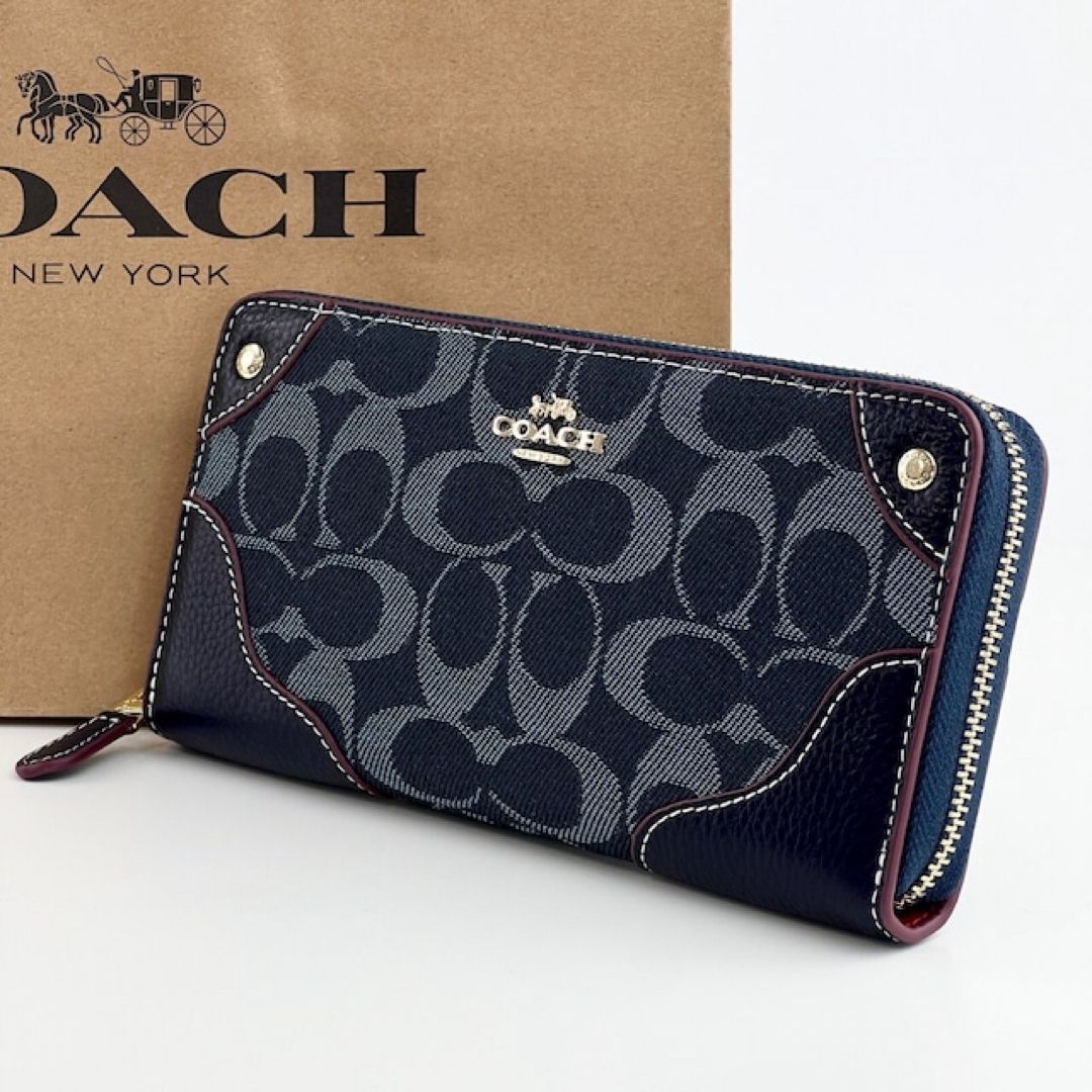 COACH ネイビー 長財布 F53769 新品未使用 新品・正規品】COACH ミッドナイトネイビー長財布 F53769 保存袋