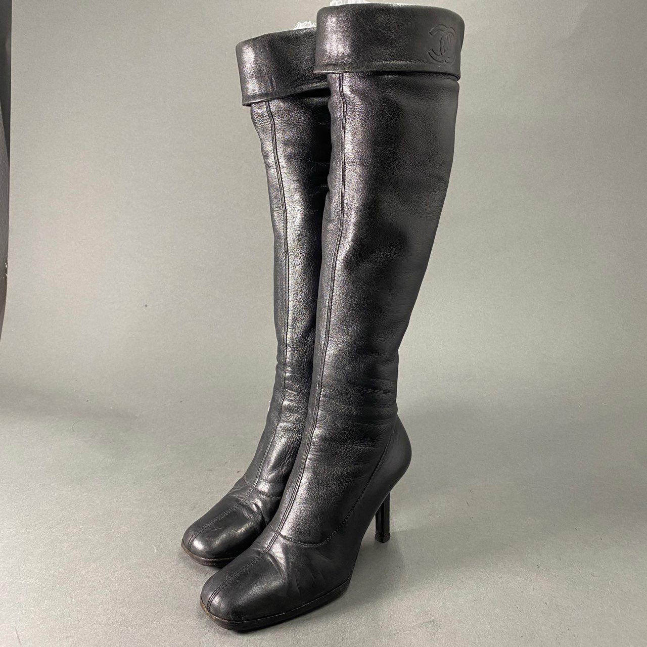 3L24 CHANEL シャネル ココマーク サイドジップ ロングブーツ 37