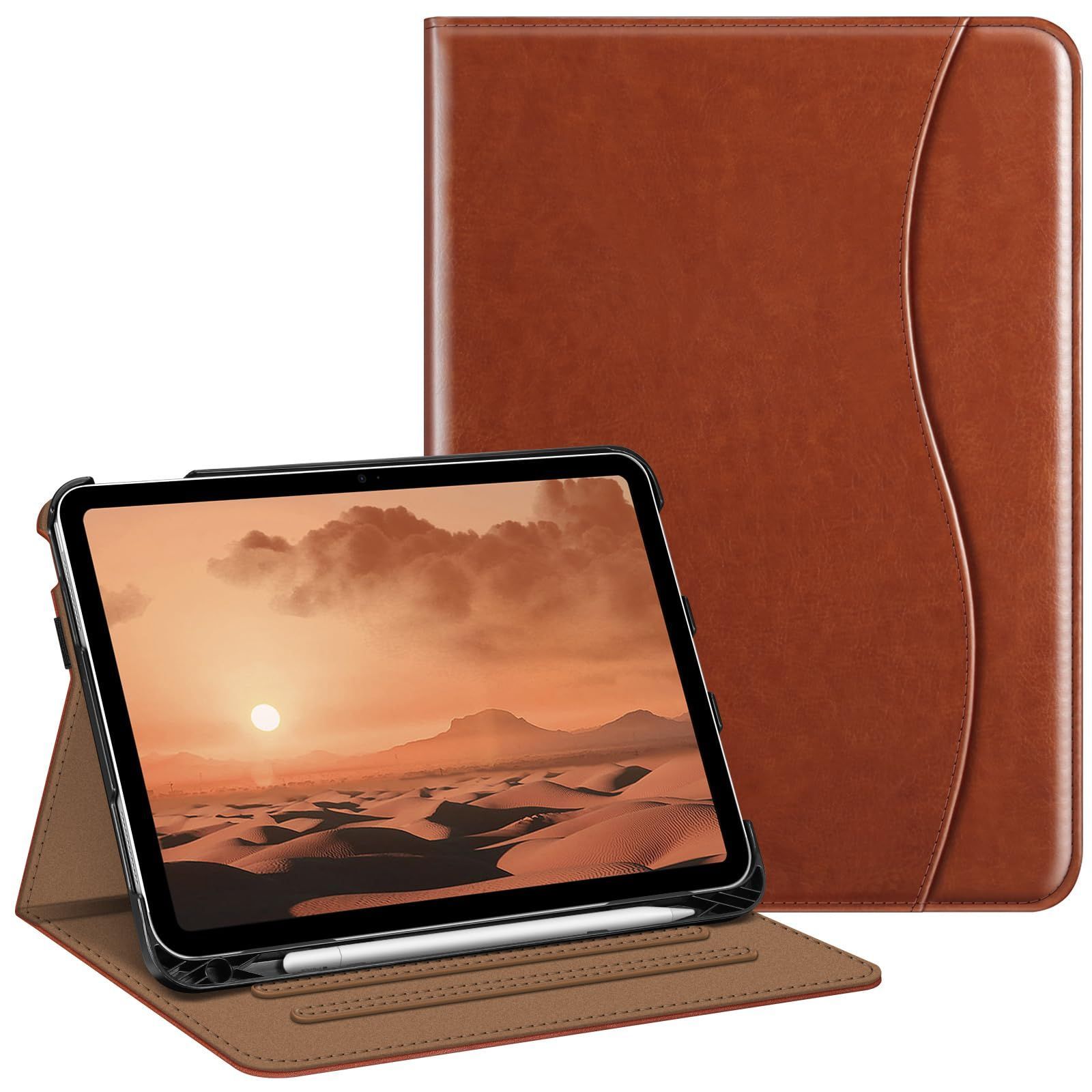 Pencil Apple 収納 保護カバー 11 10.9インチ ２つ折スタンド ケース マルチ視角 2025 第10世代 オートスリープ機能付き ポケット付き A 16 第11世代 傷つけ防止 iPad PU合成レザー ブ