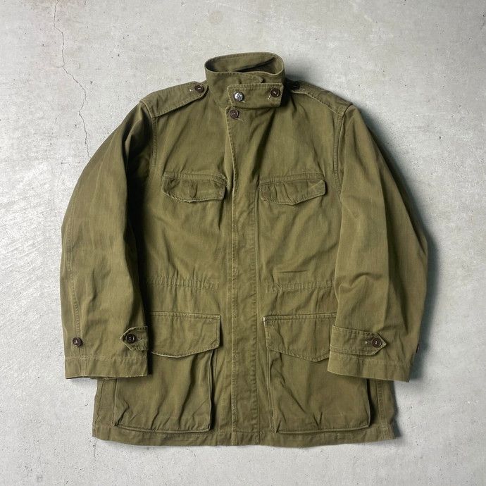 50年代 フランス軍 M-47 フィールドジャケット 後期型 HBT ユーロミリタリージャケット メンズS-M相当 50年代 フランス軍 M-47 フィールドジャケット 後期型 HBT