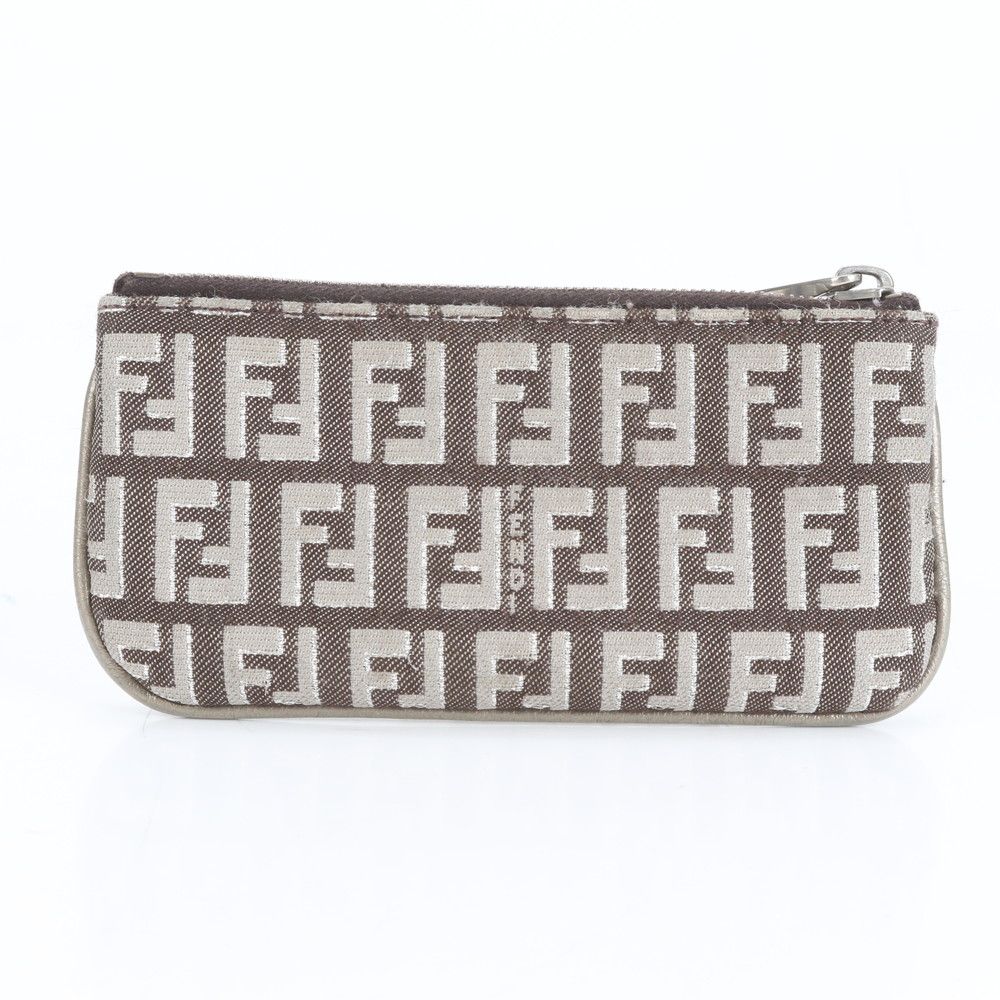 FENDI フェンディ コインケース ズッキーノ ロゴ金具 ブラック 極美品 フェンディ ホログラムシール付 ズッキーノ FF チェーン