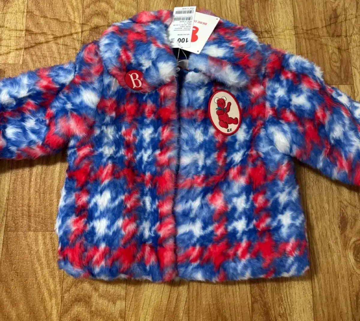 BEBE DE PINO ベベデピノ ハウンドトゥースチェックエコファー ジャケット 100 宅配価格