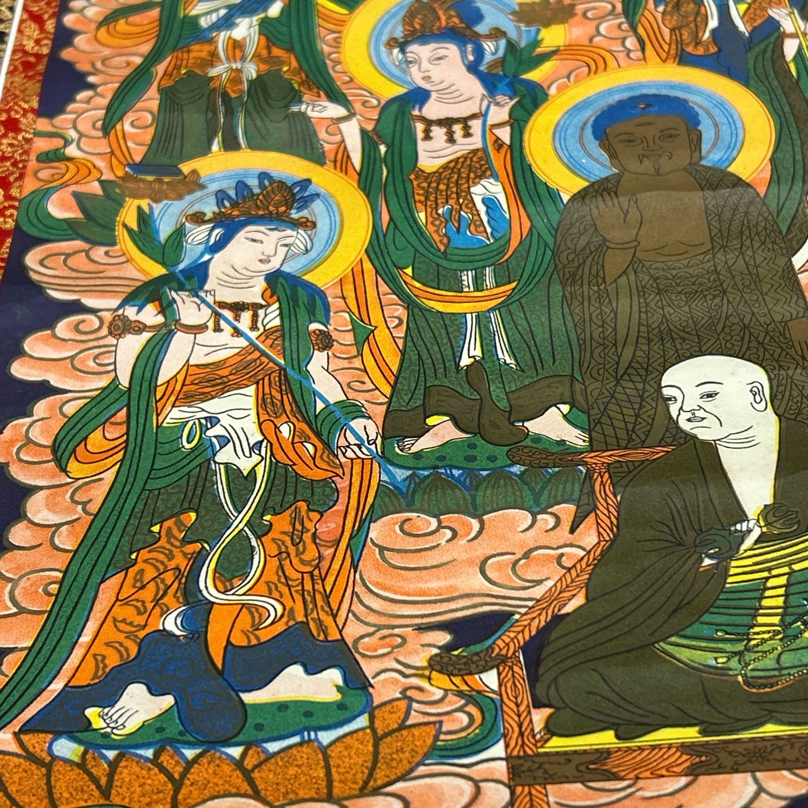 ☆和風掛軸　作者不明　「十三佛」　仏画　日本画　尺五　紙箱付き 掛軸 十三仏図 紙箱付 五尺 新金 大師 観音菩薩 釈迦如来 不動