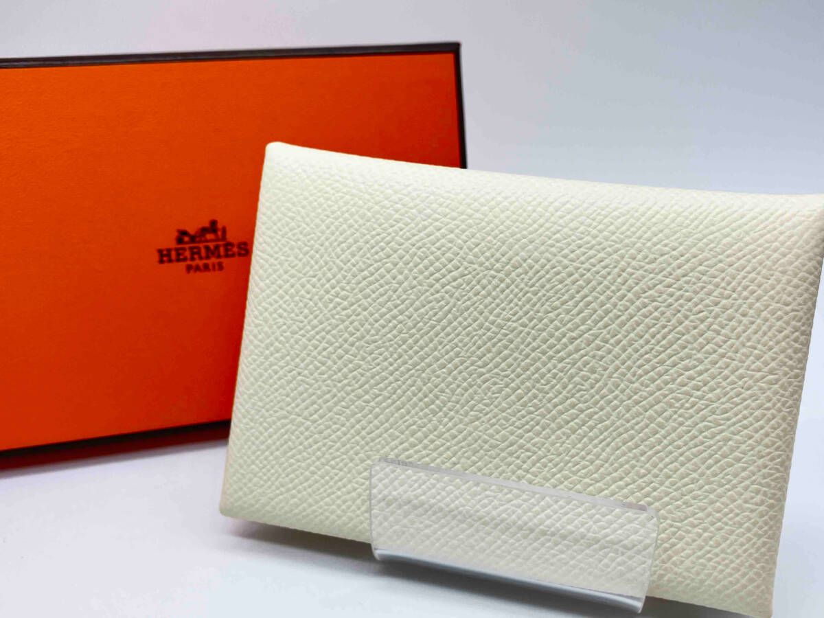 HERMES CALVI DUO U刻印 オフホワイト×イエロー