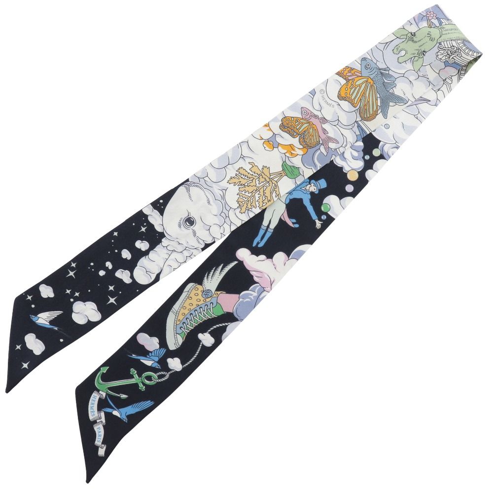 HERMES エルメス ツイリー SUR MON NUAGE 私の雲 ブラック レディース スカーフ