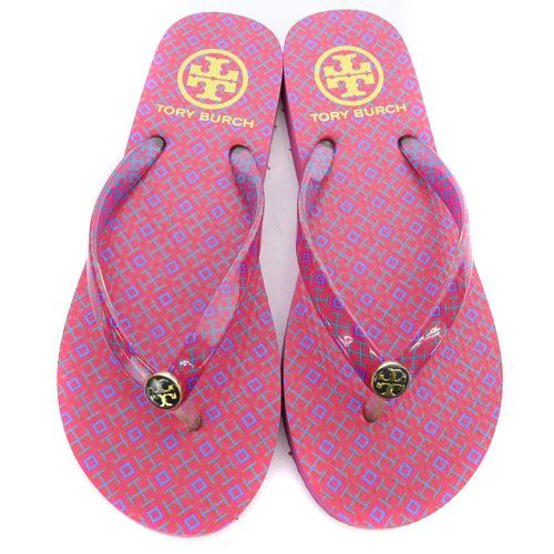 5*3様 新品未使用トリーバーチ(TORY BURCH)ロゴビーチサンダル サイ トリーバーチ TORY BURCH ビーチサンダル ロゴ 総柄 トング 5 22cm