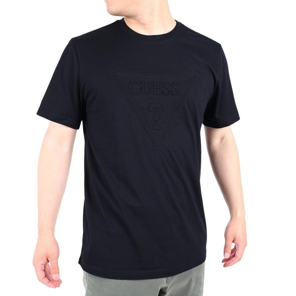 M_ブラック ゲス Tシャツ MEN S S|SLV TEE SHIRT メンズ BLK M
