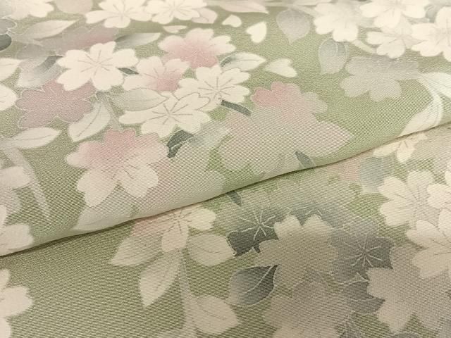 平和屋着物○訪問着 枝垂れ桜 扇面鴛鴦花文 暈し染め 金銀彩