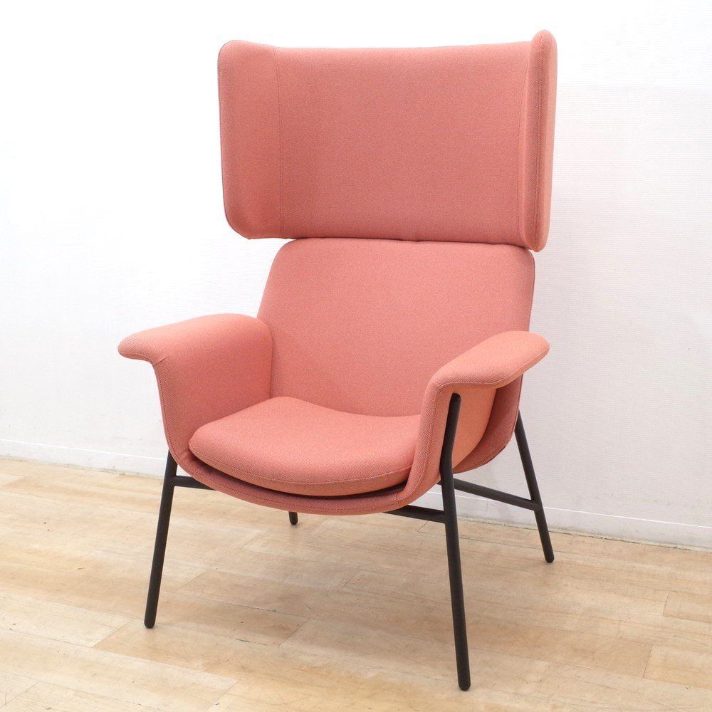 KOKUYO コクヨ Notion ノーション 2020年製 ラウンジチェア ゲストチェア リラックス ピンク 布張り 椅子 EG17265 中古オフィス家具