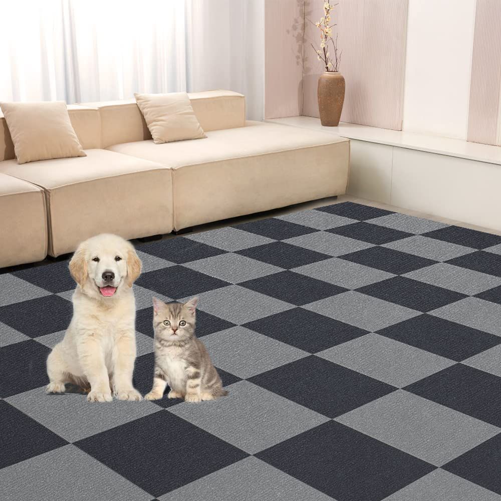 Homelax ジョイントマット 洗える タイルカーペット 30x30cm 吸着 消臭 抗菌 ペット用 タイルマット 撥水 30枚（約1.7畳）厚さ4mm 犬 猫 滑り止めマット 足音 吸音 防音マット 廊下カーペット 床保