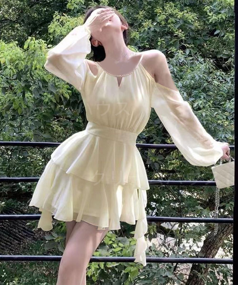 新品?未使用】 オフショルダー ミニワンピース 可愛い 夏服