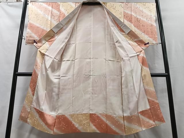 正絹 長襦袢 生地 長襦袢地 反物 縦ぼかし ピンク 薄橙色 流水 花菱