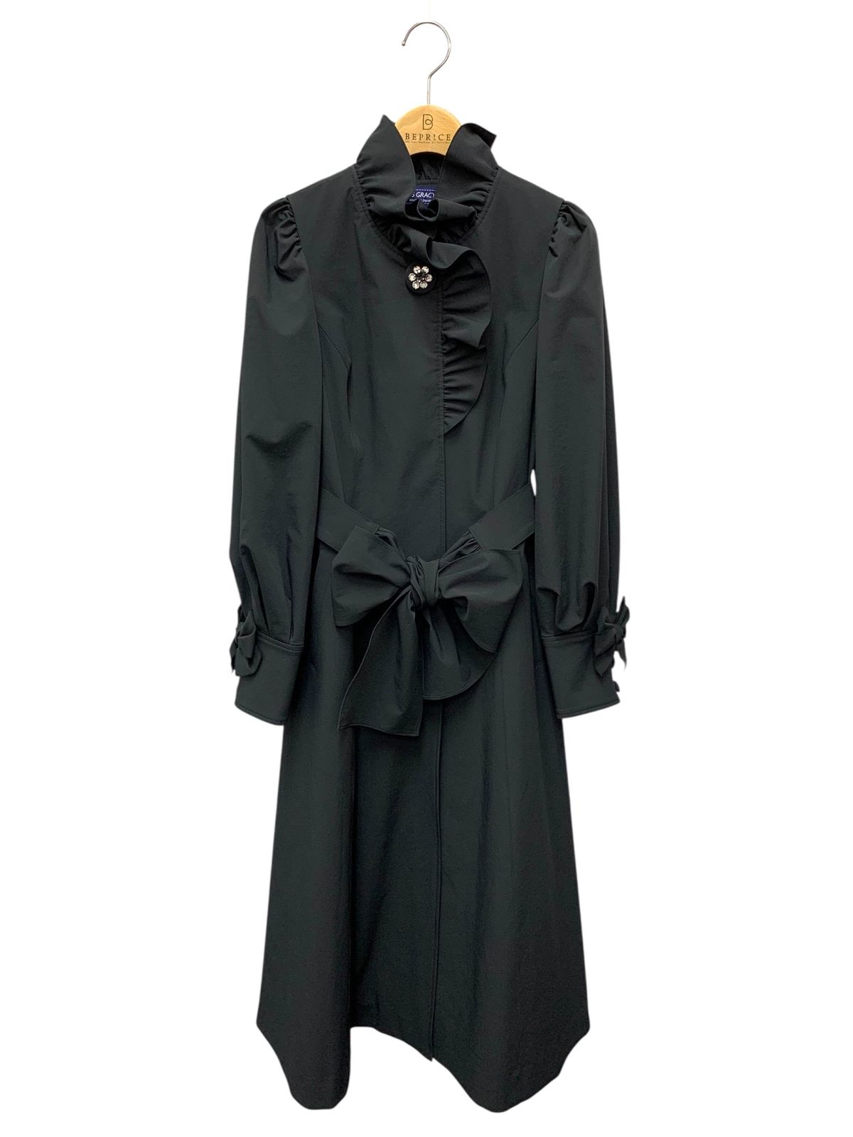 エムズグレイシー テーラードタフタドレス 419102 コート 36 ネイビー フリル ITL87E6FALL6