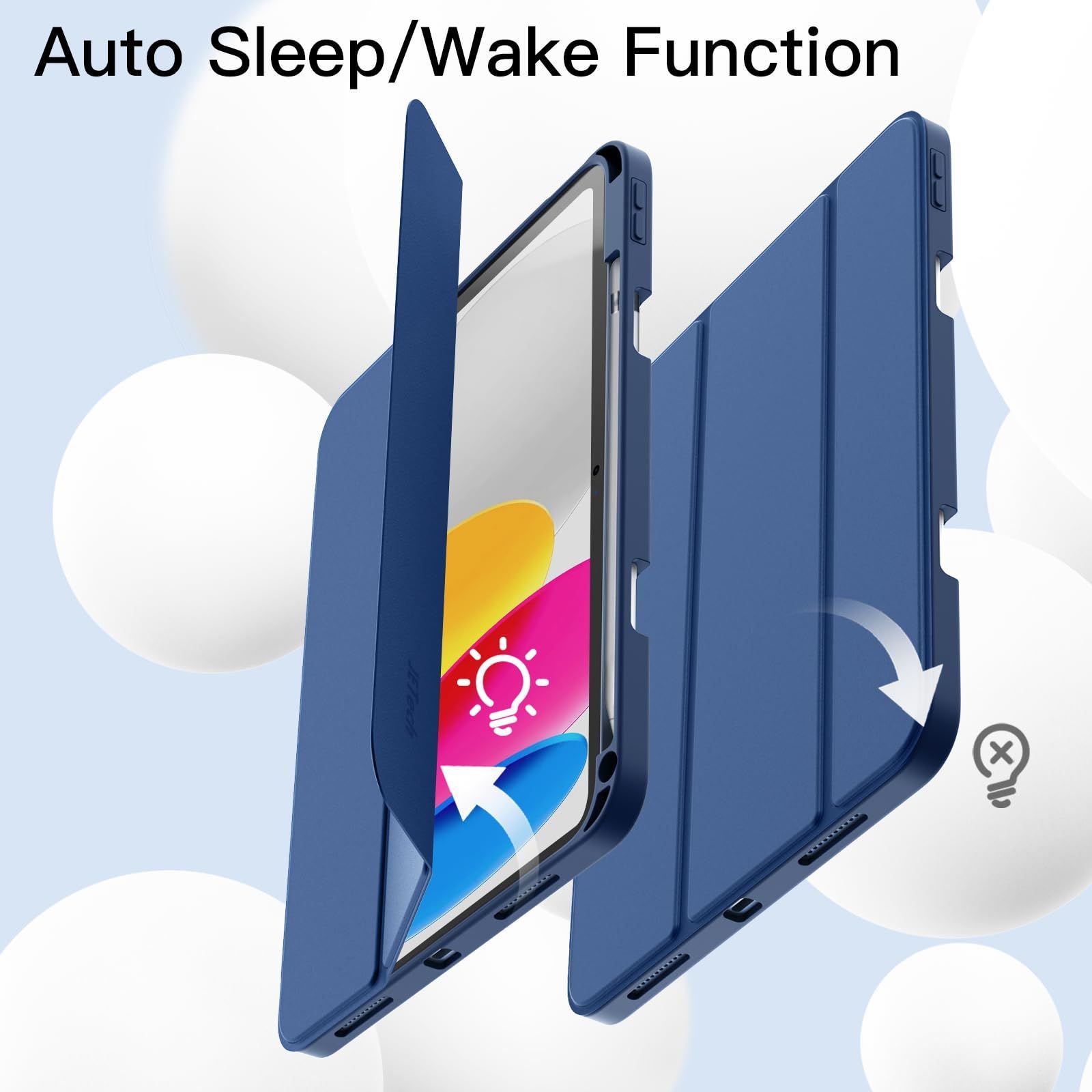 数量 紺 オートウェイクアップ スリープ機能付き スリム保護カバー ソフトTPUバック 対応 第11 10世代 2025 用Pencilホルダー付き iPad A 16 ケース JETech