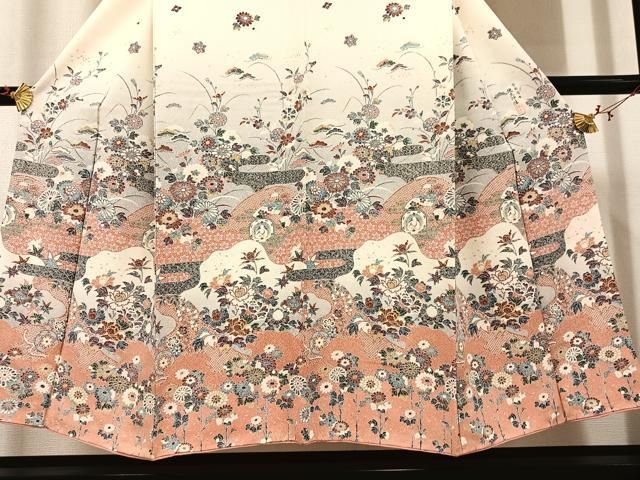 平和屋着物○訪問着 玉蟲 草花文 金彩 正絹 逸品 AABB1461ph