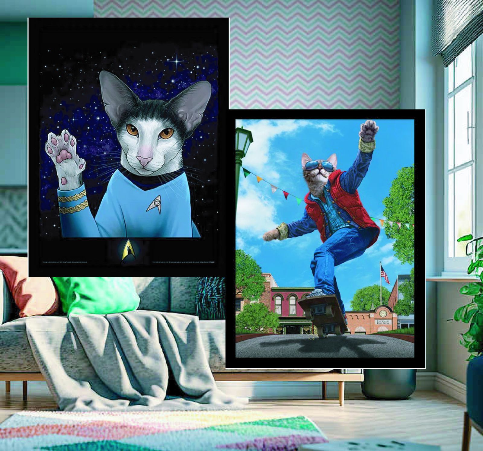パロディ 猫 スター・トレック ミスター スポック 木製ポスター付 