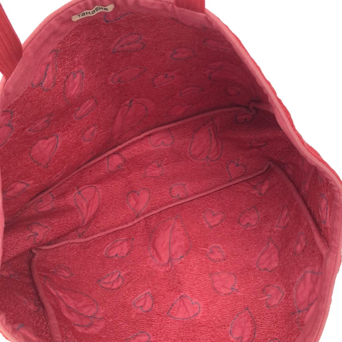 TAMASHA タマシャ トートバッグ レッド レディース 刺繍 ハート
