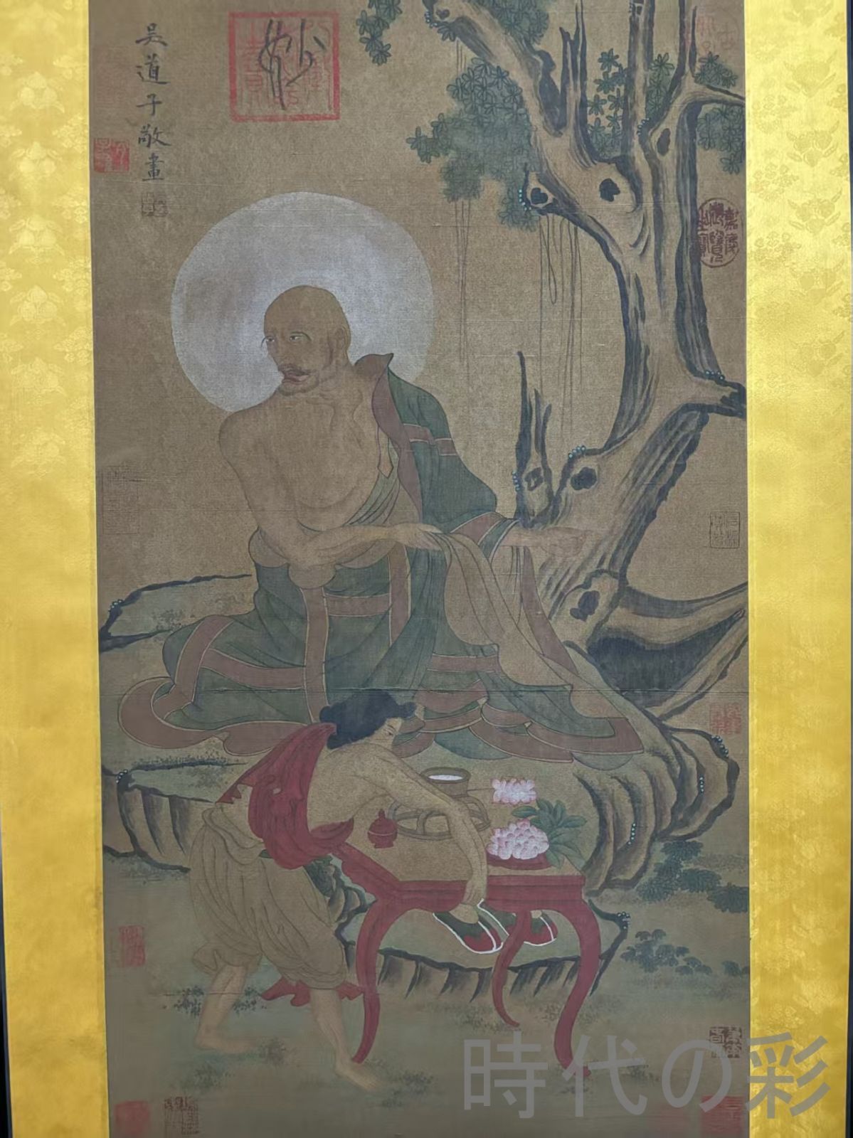 清代 絹本手描き