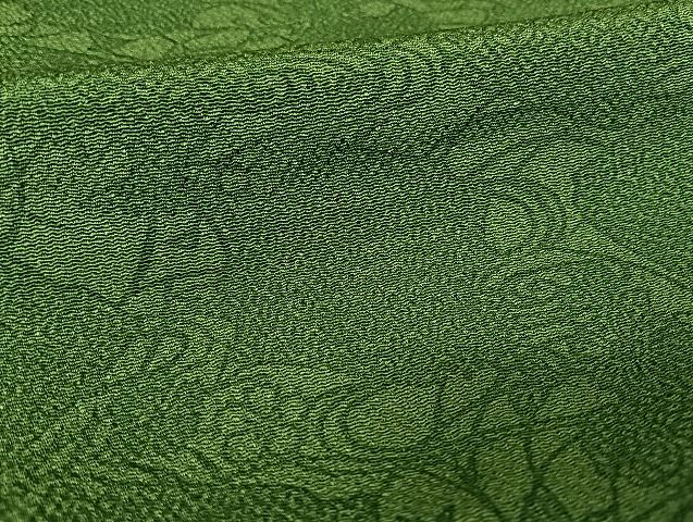 平和屋着物○上質な小紋 茶染 恵楽 色紙花唐草 反端付き 正絹 逸品 未