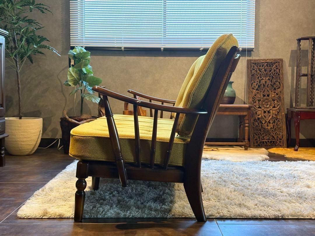 希少 尾州生地 リメイク カリモク 3人用ソファ クラシック コロニアル