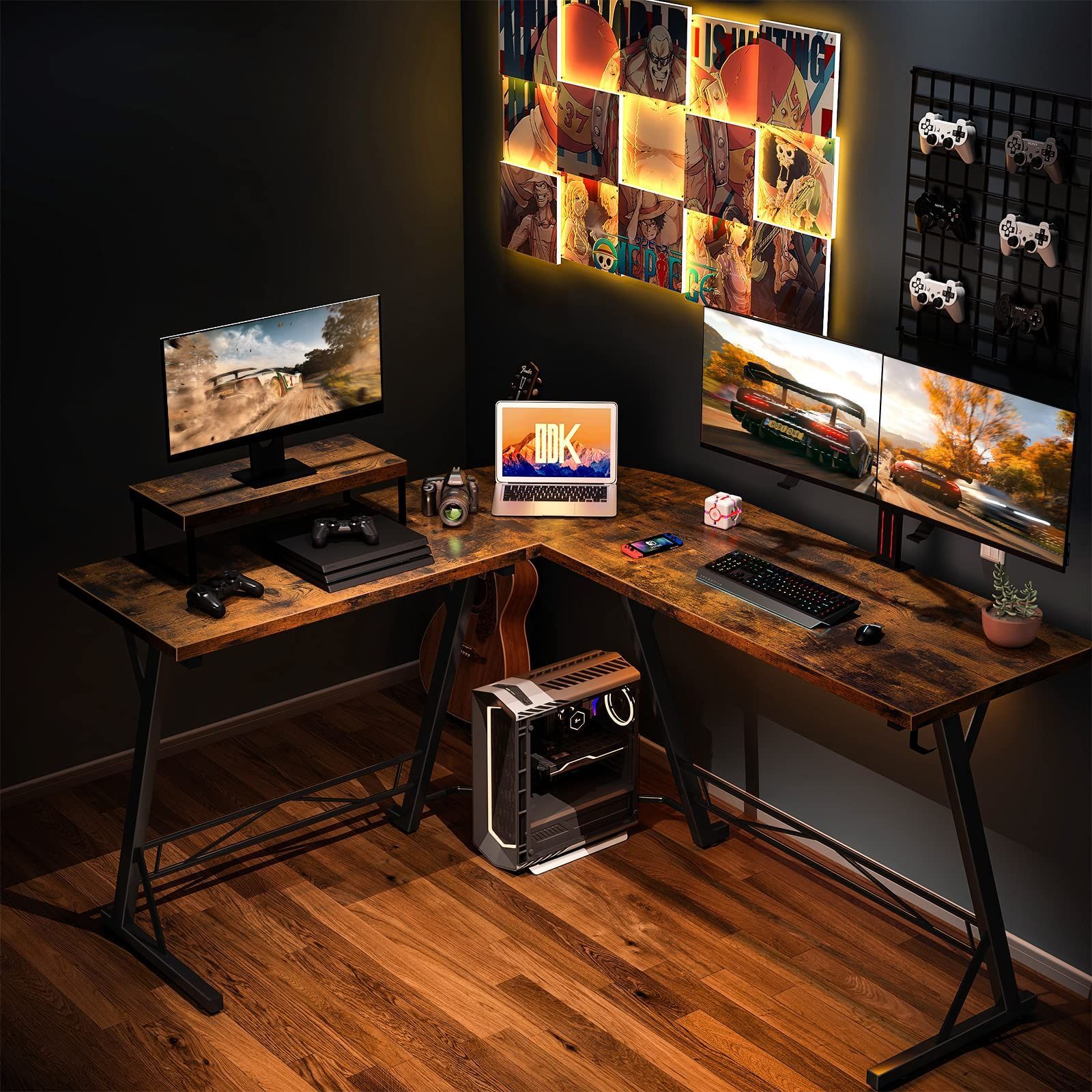 ODK パソコンデスク l字デスク ゲーミングデスク L字 幅147cm pcデスク  