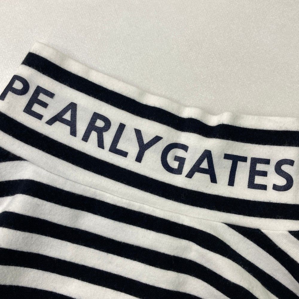 サイズ：0 PEARLY GATES パーリーゲイツ  ハイネック 長袖Tシャツ ボーダー柄 ホワイト系 [240101428378] ゴルフウェア レディース ストスト サイズ：0 PEARLY GATES パーリーゲイツ ハイネック 長袖Tシャツ