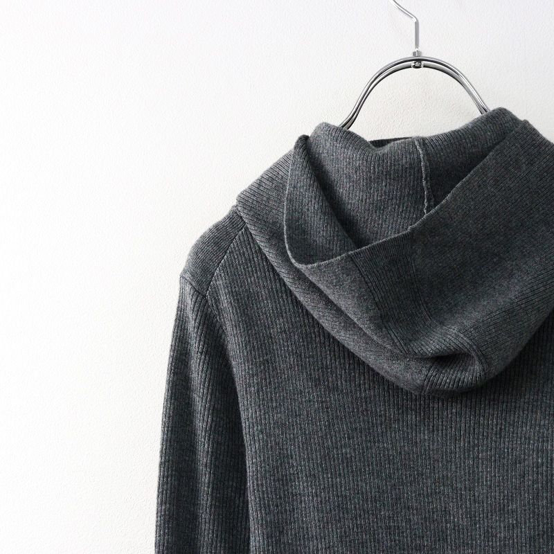 アントム ANTHOM ウール混 リブフーディKNIT 38/グレー ニット トップス 長袖 フード プルオーバー【2400014382709】 アントム ANTHOM ウール混 リブフーディKNIT 38/グレー ニット