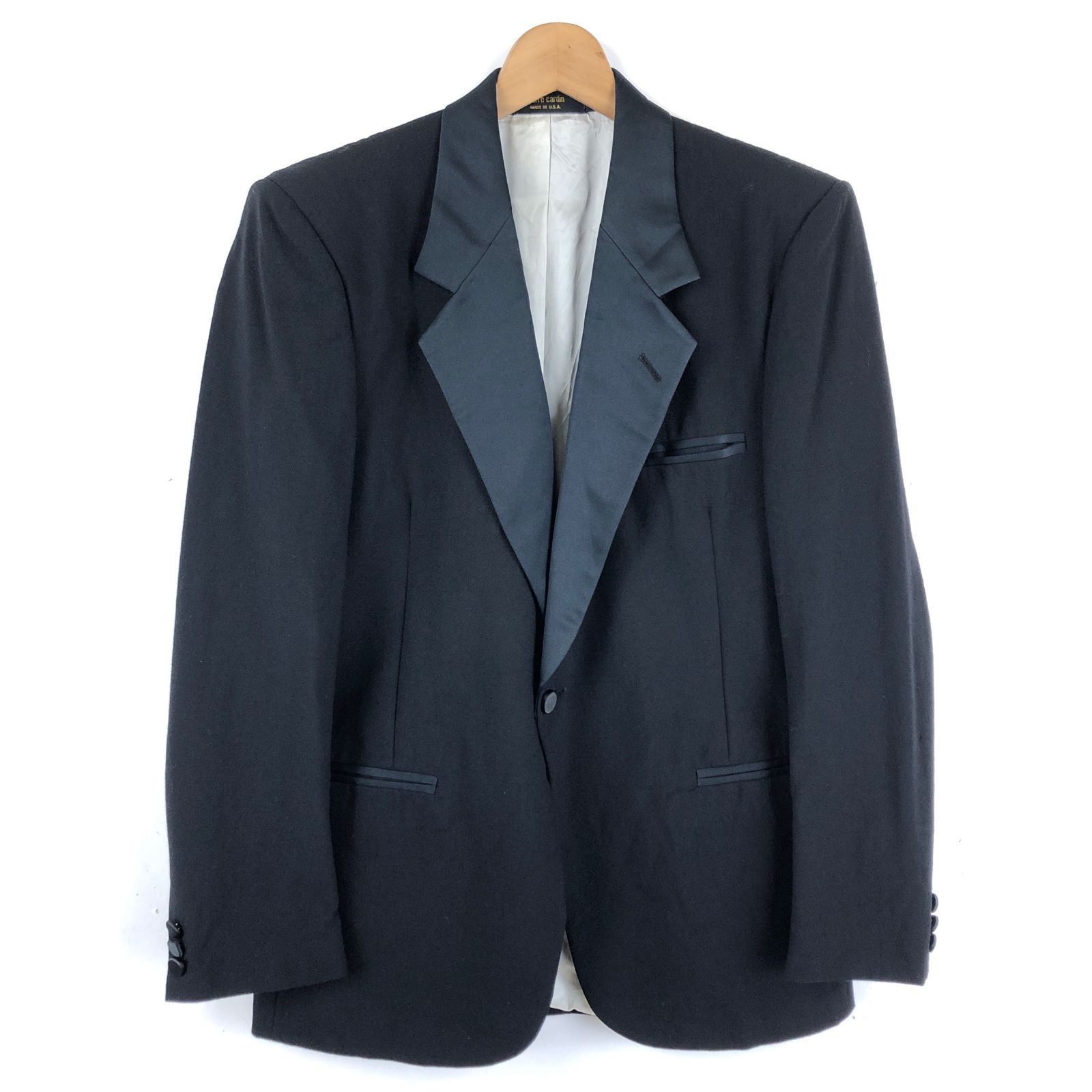 pierre cardin ピエールカルダン テーラードジャケット サテン襟 ブラック メンズ M 相当 古着 n048144