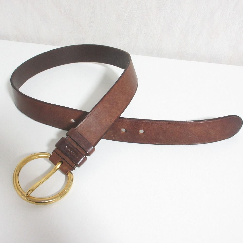 良品 PRADA プラダ レザー サークル ピンバックル ベルト 32/80 ブラウン×ゴールド金具 レディース 古着 中古 USED 良品 PRADA プラダ レザー サークル ピンバックル ベルト 32/80