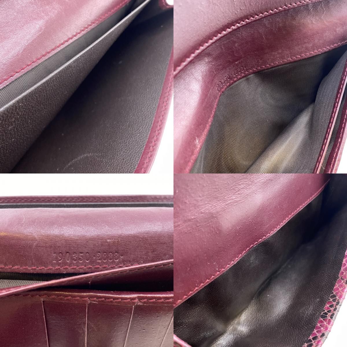 GUCCIグッチ 190350 Wホック パイソン クレスト 長財布 財布 
