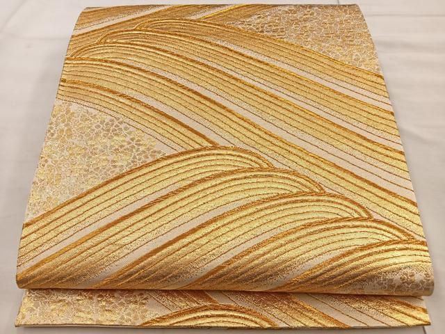 春先取りの 金糸 立波文 唐織 平和屋着物◎六通柄袋帯 正絹 BAAT4473wb 逸品 その他