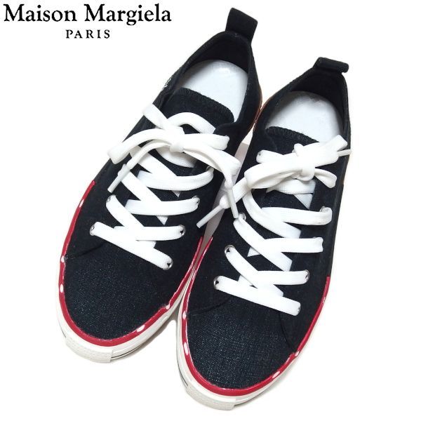 Maison Margiela/スニーカー キャンバス ロゴ 極美品☆Maison Margiela ロゴ プリント ダメージ加工