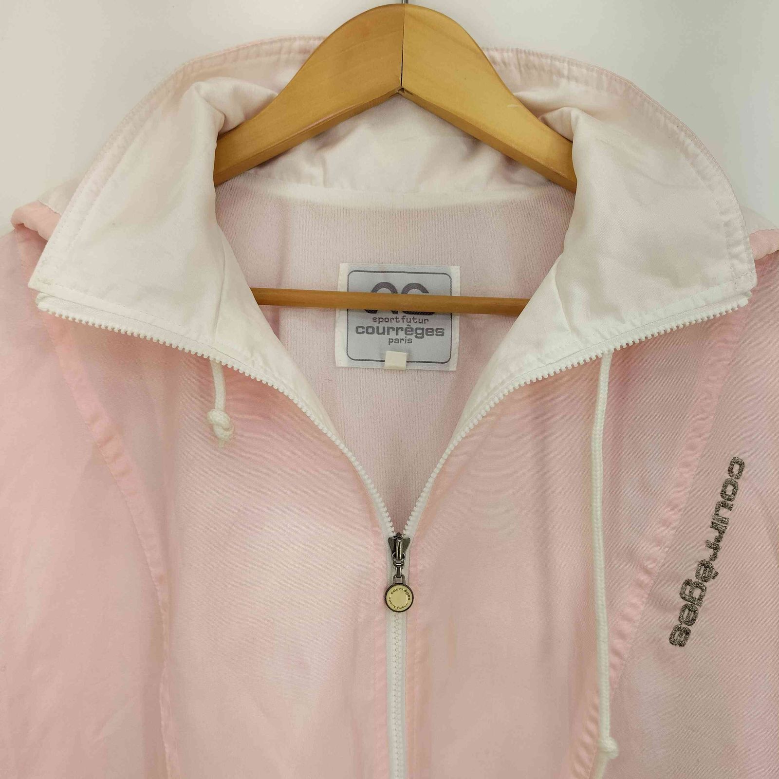 クレージュ courreges フード着脱可 ロゴ刺繍 ジップアップ