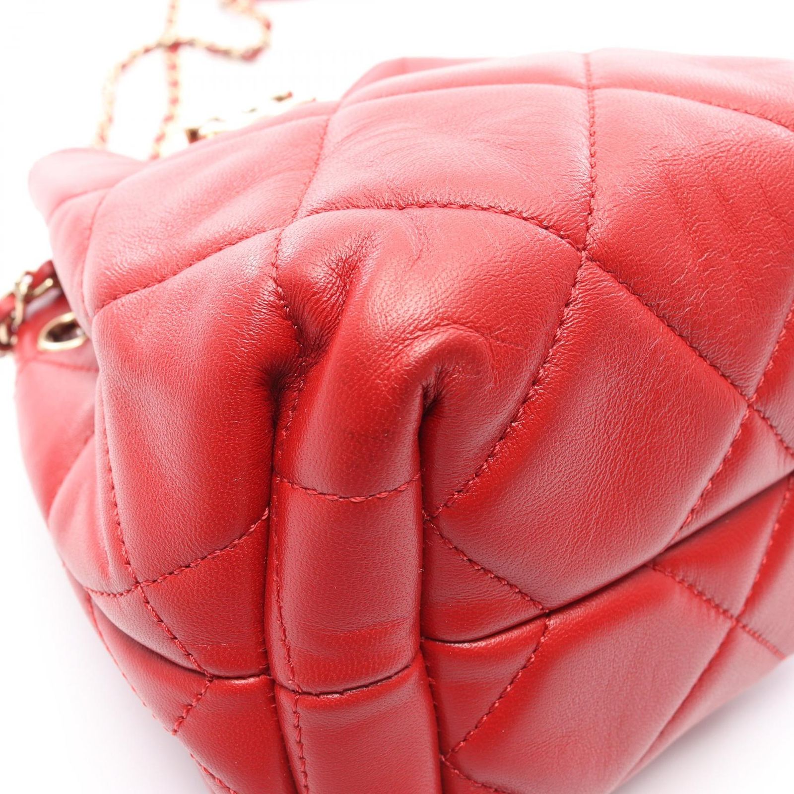 良品◆ CHANEL ショルダーバッグ マトラッセ コットン レッド CHANEL(シャネル) ミニマトラッセ チェーンショルダーバッグ