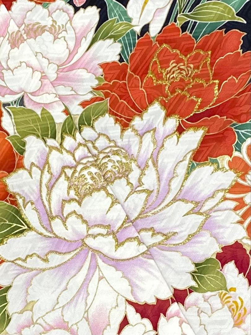 振袖 仮絵羽 舞台衣装 正絹 京友禅 刺繍 金彩 紋意匠 未仕立て品 八掛