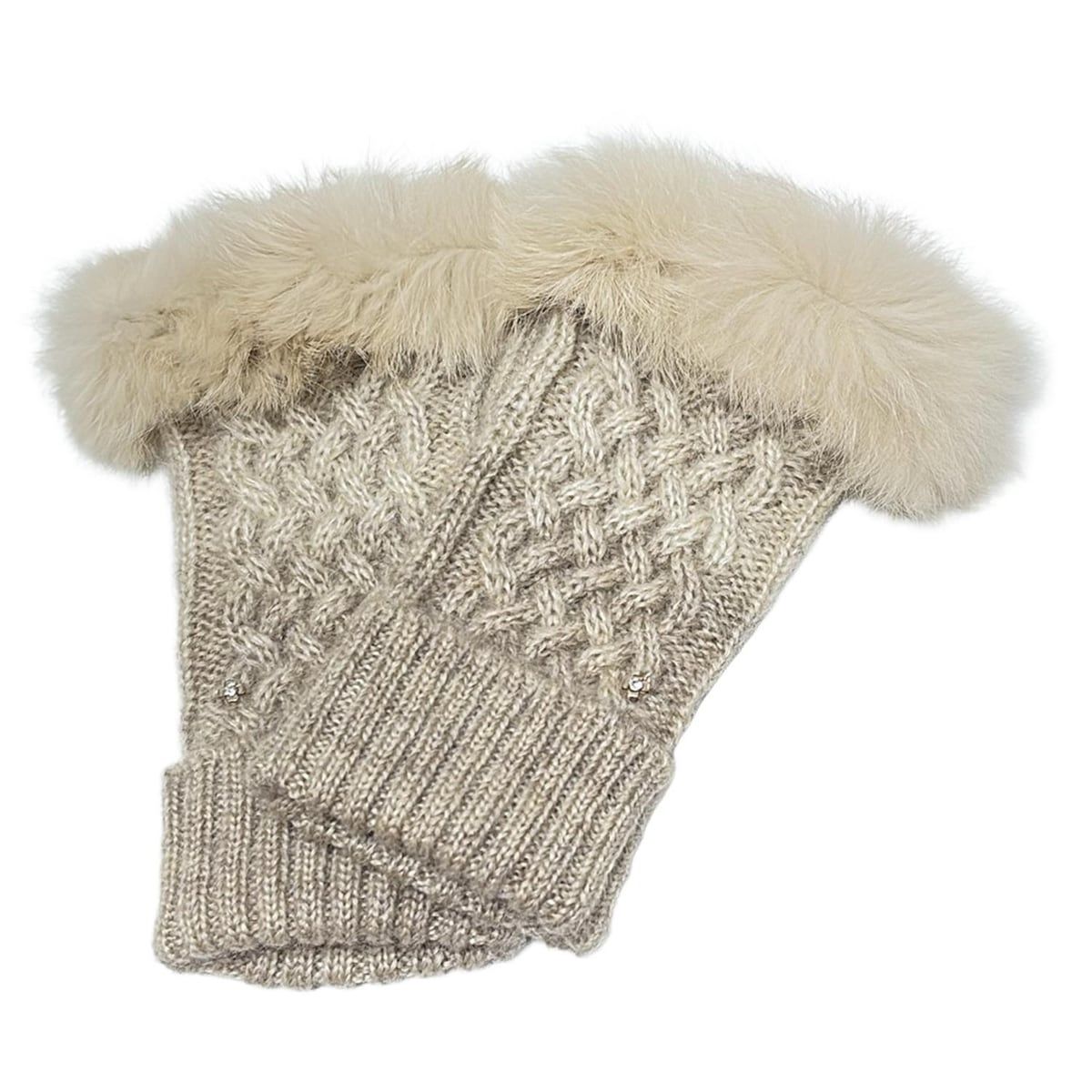 ANTEPRIMA アンテプリマ 手袋 レディース - ベージュ ラインストーン ウール ラビット