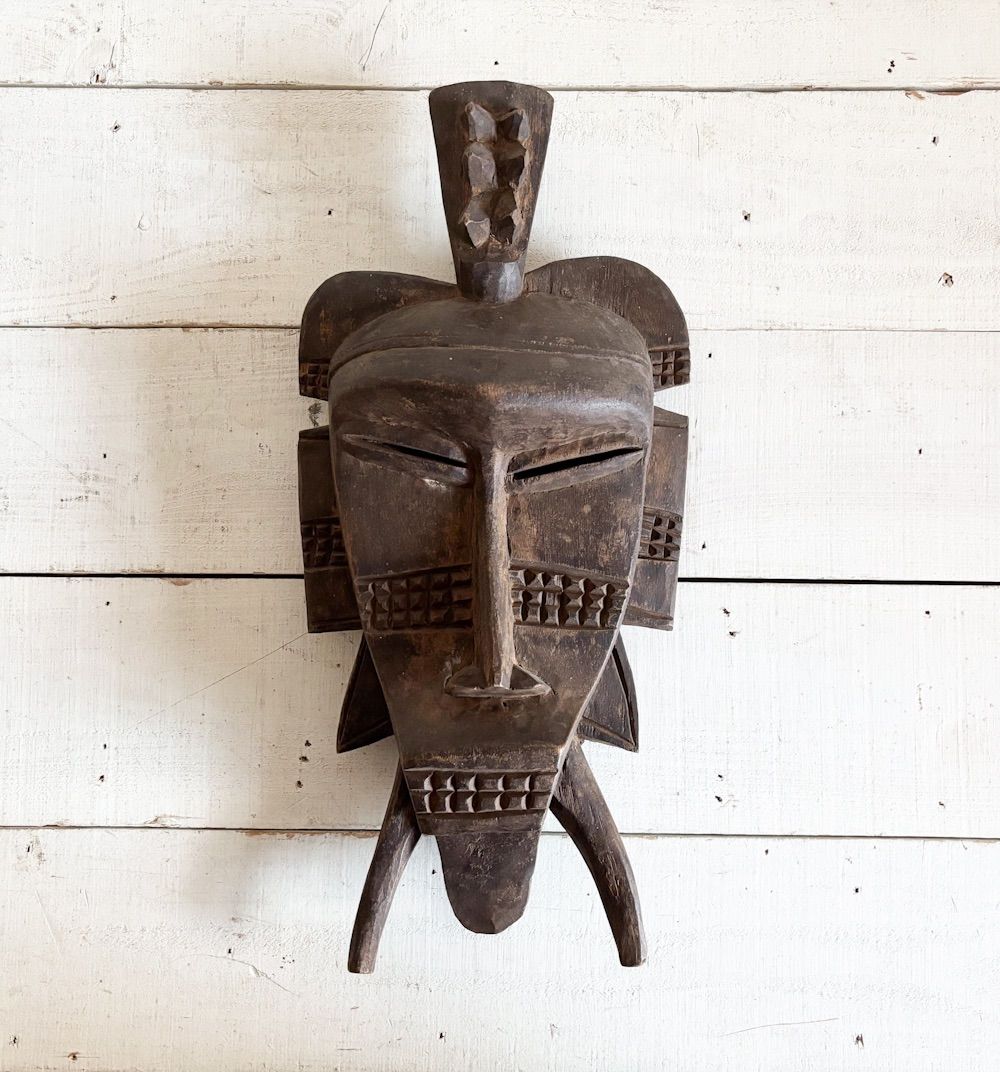 アフリカンマスク木製面 17|アトリエアパレルカフェインテリアショップコーディネート店舗什器室内装空間デザインプリミティヴアート古道具オブジェ壁面装飾